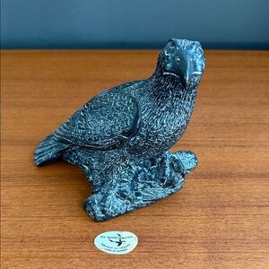 Aardvark Canada eagle figurine, hand-carved from black soapstone.